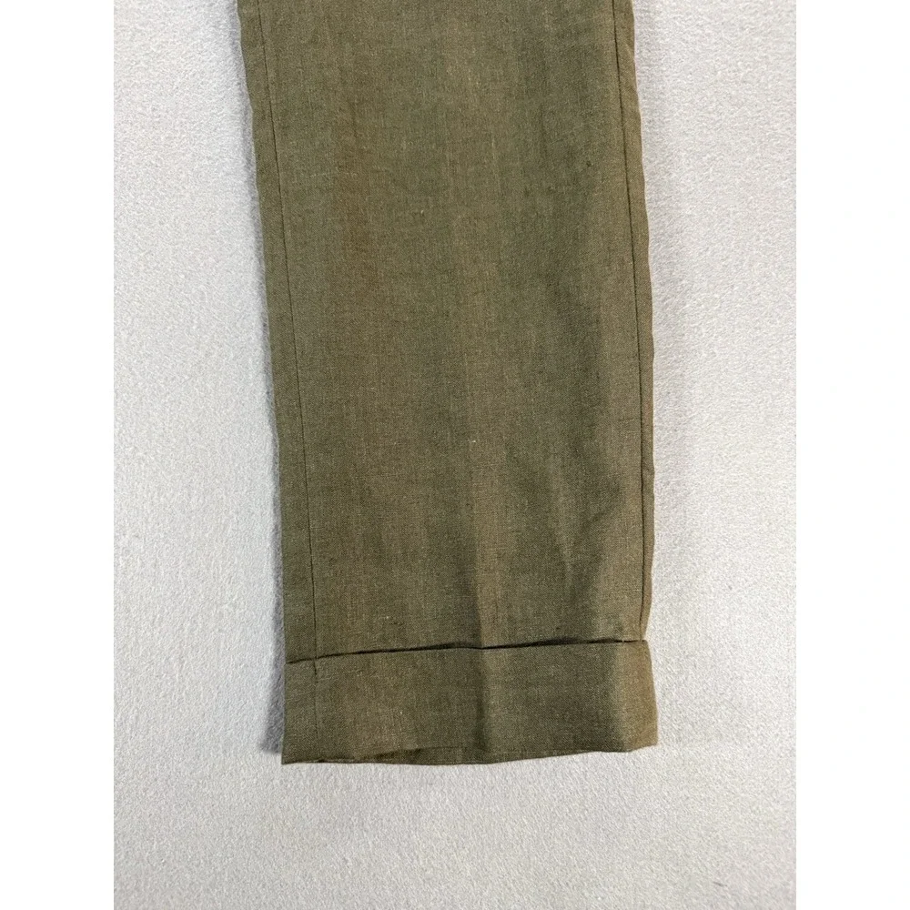 Mens Polo Ralph Lauren 100% Linen Pants In Armidillo Green Size 28x29 Cuffed
